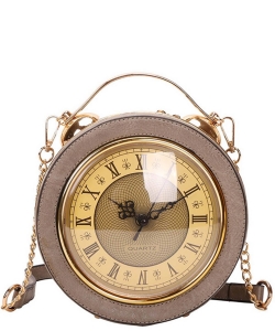 Vintage Real Clock Shoulder & Satchel Handbags A9346 GRAY